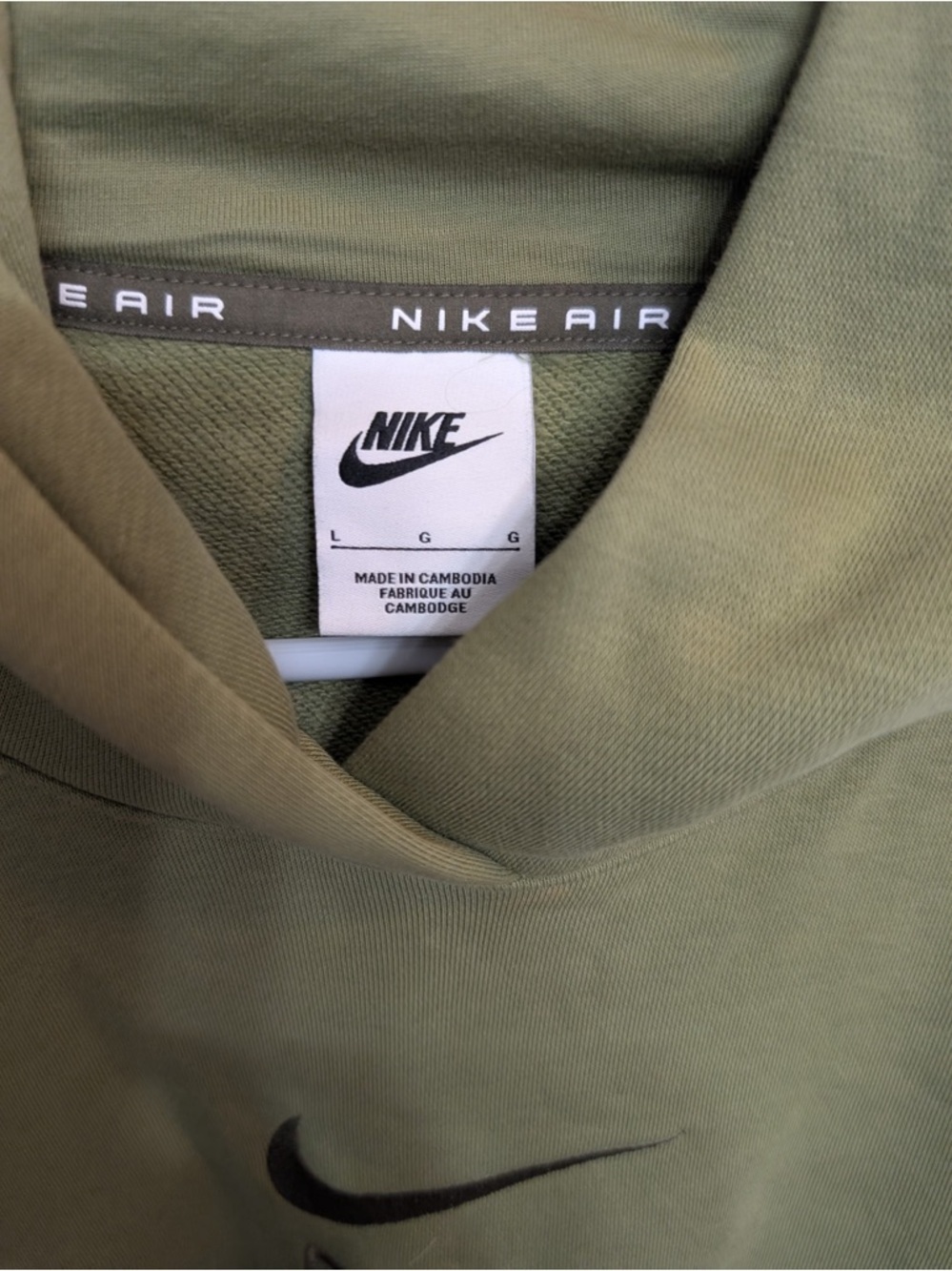 Nike Olive Green Hoodie with Black Swoosh